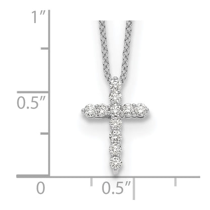 10K White Gold Diamond Cross 18 Inch Necklace