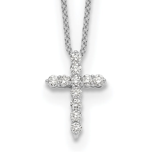 10K White Gold Diamond Cross 18 Inch Necklace