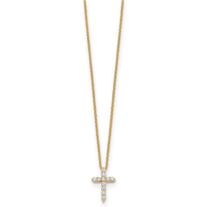 10K Yellow Gold Diamond Cross 18 Inch Necklace