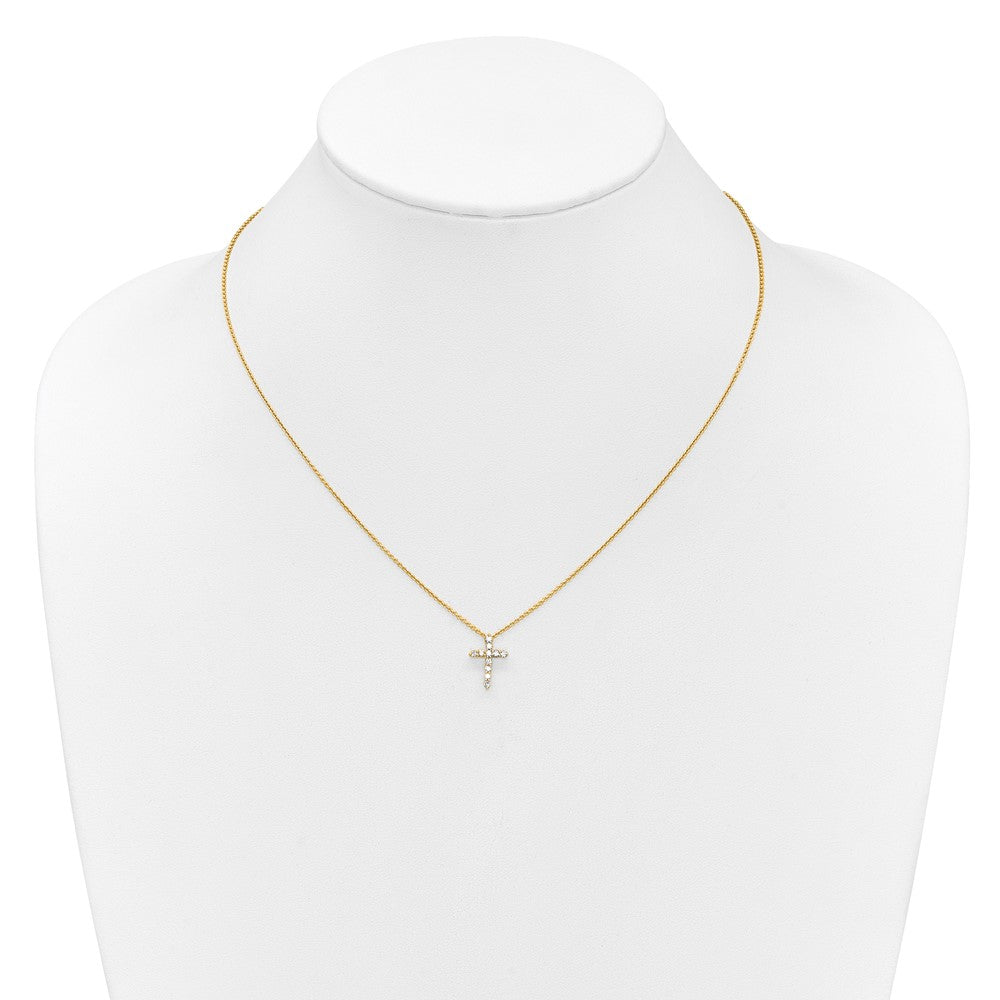 10K Yellow Gold Diamond Cross 18 Inch Necklace