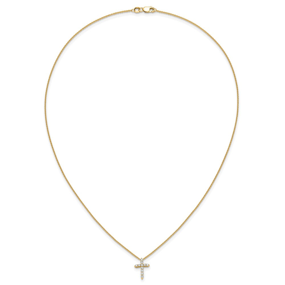 10K Yellow Gold Diamond Cross 18 Inch Necklace
