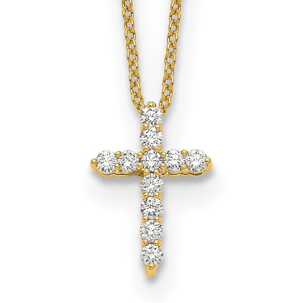 10K Yellow Gold Diamond Cross 18 Inch Necklace