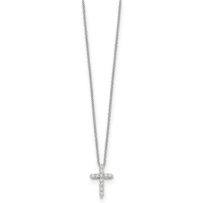 14K White Gold True Origin 1/4 Carat Lab Grown Diamond Vs Def 18 Inch Cross Pendant Necklace
