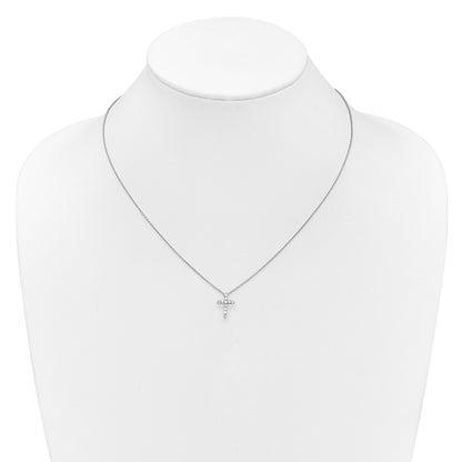 14K White Gold True Origin 1/4 Carat Lab Grown Diamond Vs Def 18 Inch Cross Pendant Necklace