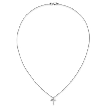 14K White Gold True Origin 1/4 Carat Lab Grown Diamond Vs Def 18 Inch Cross Pendant Necklace