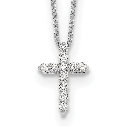 14K White Gold True Origin 1/4 Carat Lab Grown Diamond Vs Def 18 Inch Cross Pendant Necklace