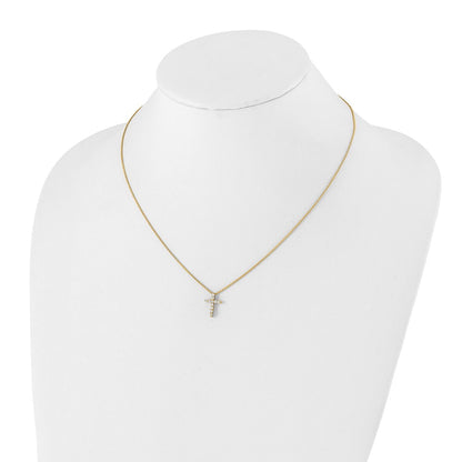 14K Yellow Gold True Origin 1/4 Carat Lab Grown Diamond Vs Def 18 Inch Cross Pendant Necklace