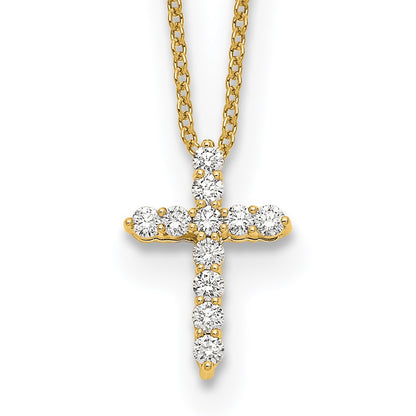 14K Yellow Gold True Origin 1/4 Carat Lab Grown Diamond Vs Def 18 Inch Cross Pendant Necklace