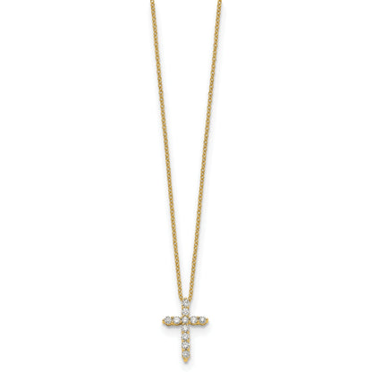 10K Yellow Gold Diamond Cross 18 Inch Necklace