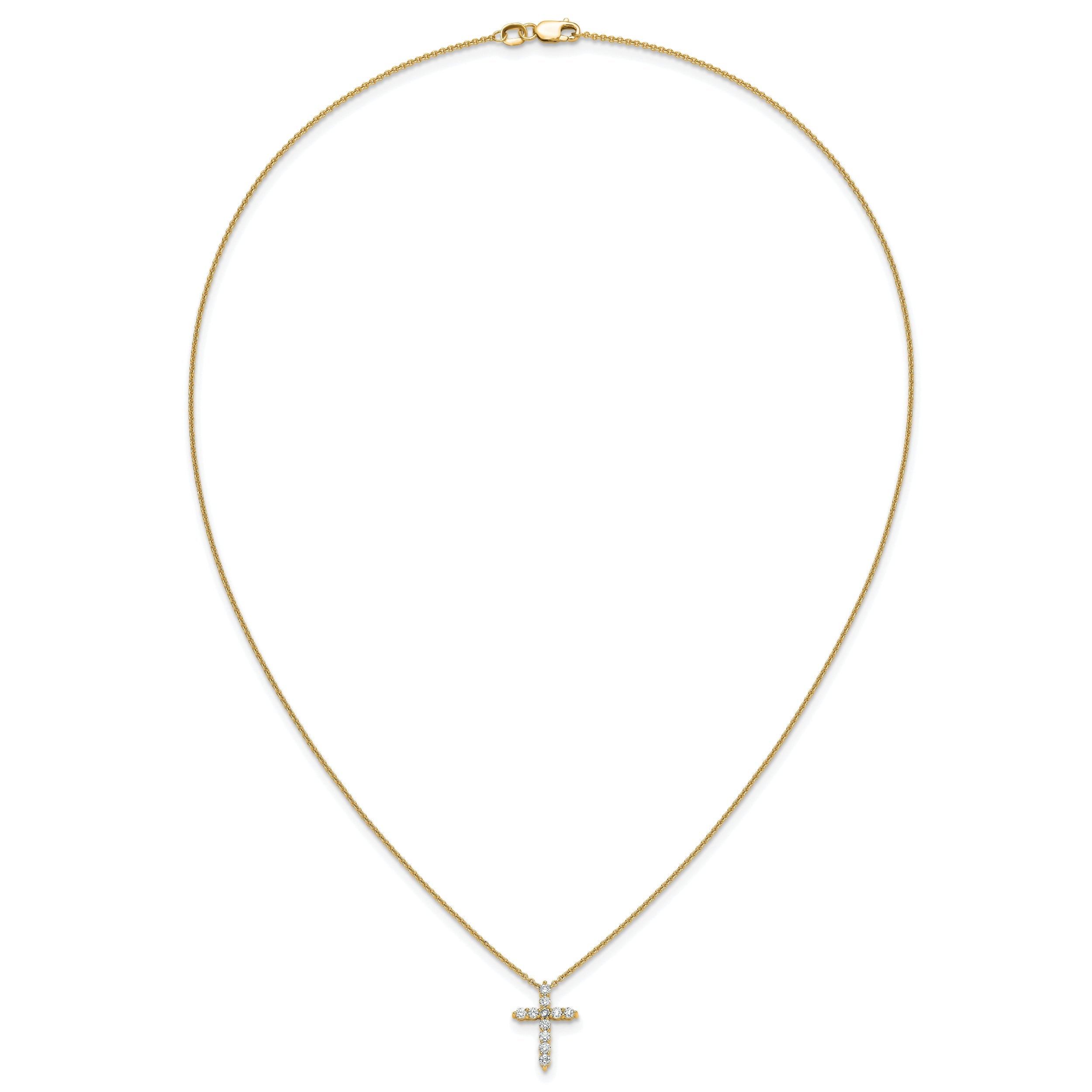 10K Yellow Gold Diamond Cross 18 Inch Necklace