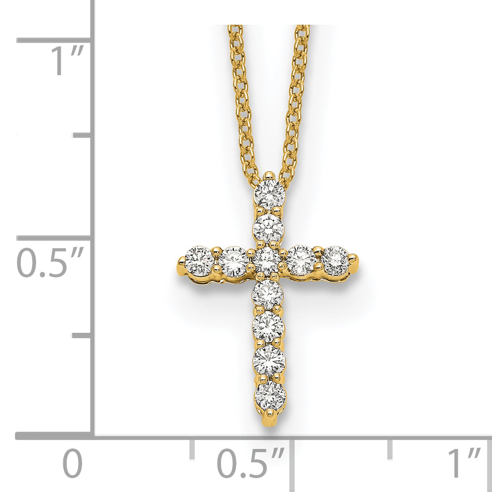 10K Yellow Gold Diamond Cross 18 Inch Necklace