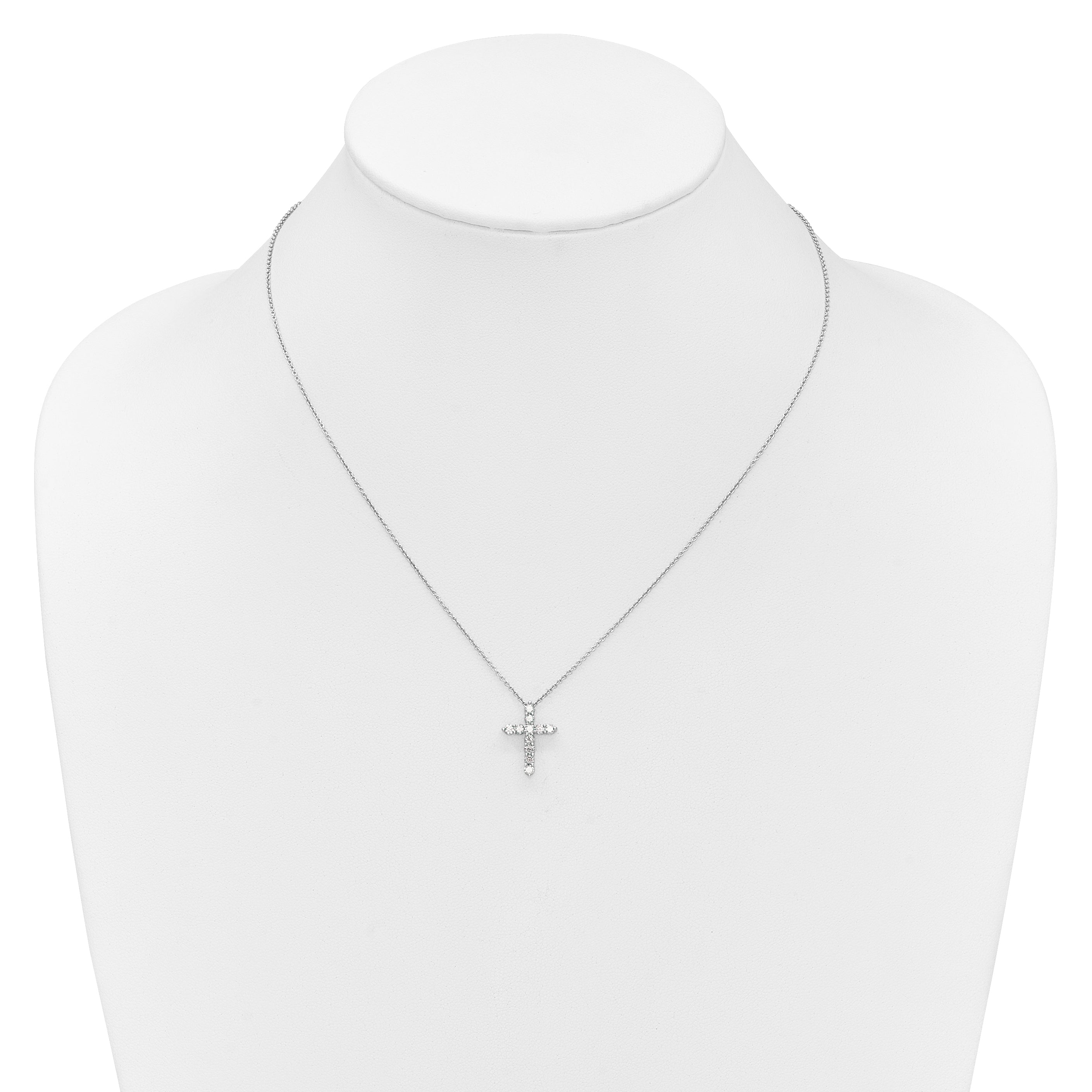 10K White Gold Diamond Cross 18 Inch Necklace
