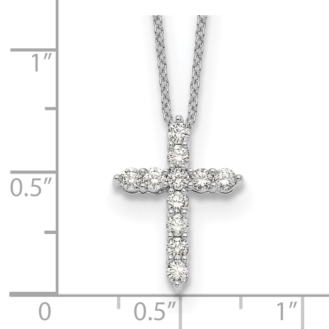 10K White Gold Diamond Cross 18 Inch Necklace