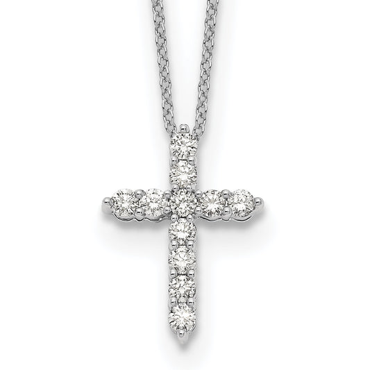 10K White Gold Diamond Cross 18 Inch Necklace