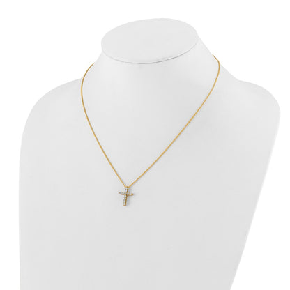 14K Yellow Gold True Origin 1/2 Carat Lab Grown Diamond Vs Def 18 Inch Cross Pendant Necklace