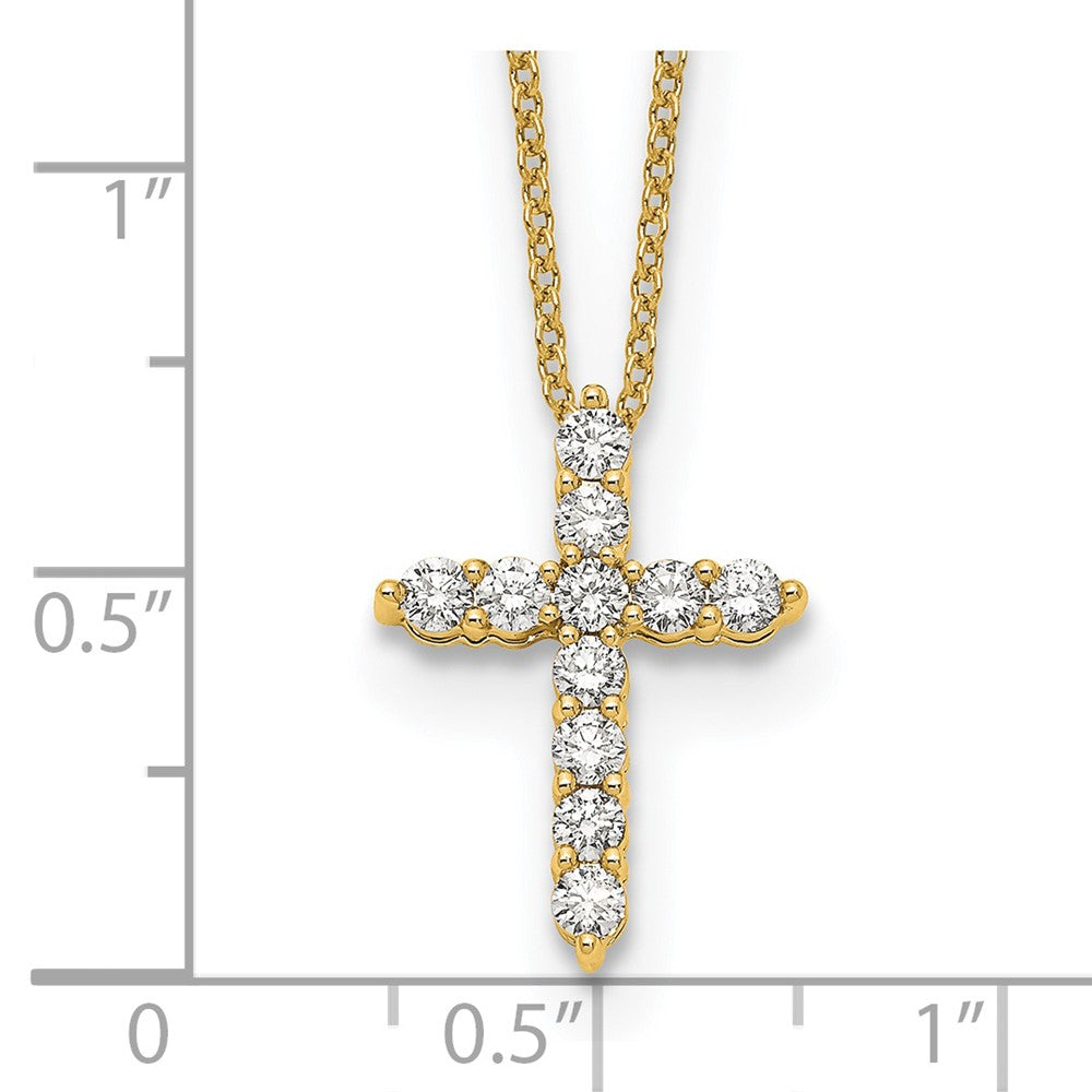 14K Yellow Gold True Origin 1/2 Carat Lab Grown Diamond Vs Def 18 Inch Cross Pendant Necklace