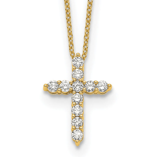 14K Yellow Gold True Origin 1/2 Carat Lab Grown Diamond Vs Def 18 Inch Cross Pendant Necklace