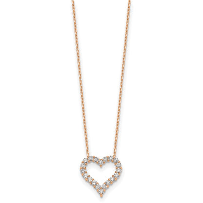 14K Rose Gold True Origin 1 Carat Lab Grown Diamond Vs Def 18 Inch Open Heart Pendant Necklace