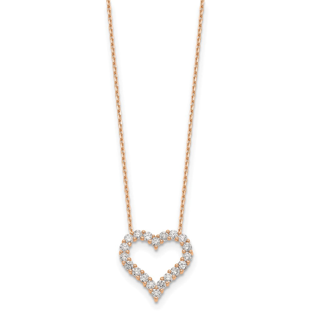 14K Rose Gold True Origin 1 1/2 Carat Lab Grown Diamond Vs Def 18 Inch Open Heart Pendant Necklace