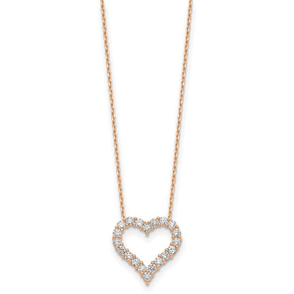 14K Rose Gold True Origin 1 1/2 Carat Lab Grown Diamond Vs Def 18 Inch Open Heart Pendant Necklace
