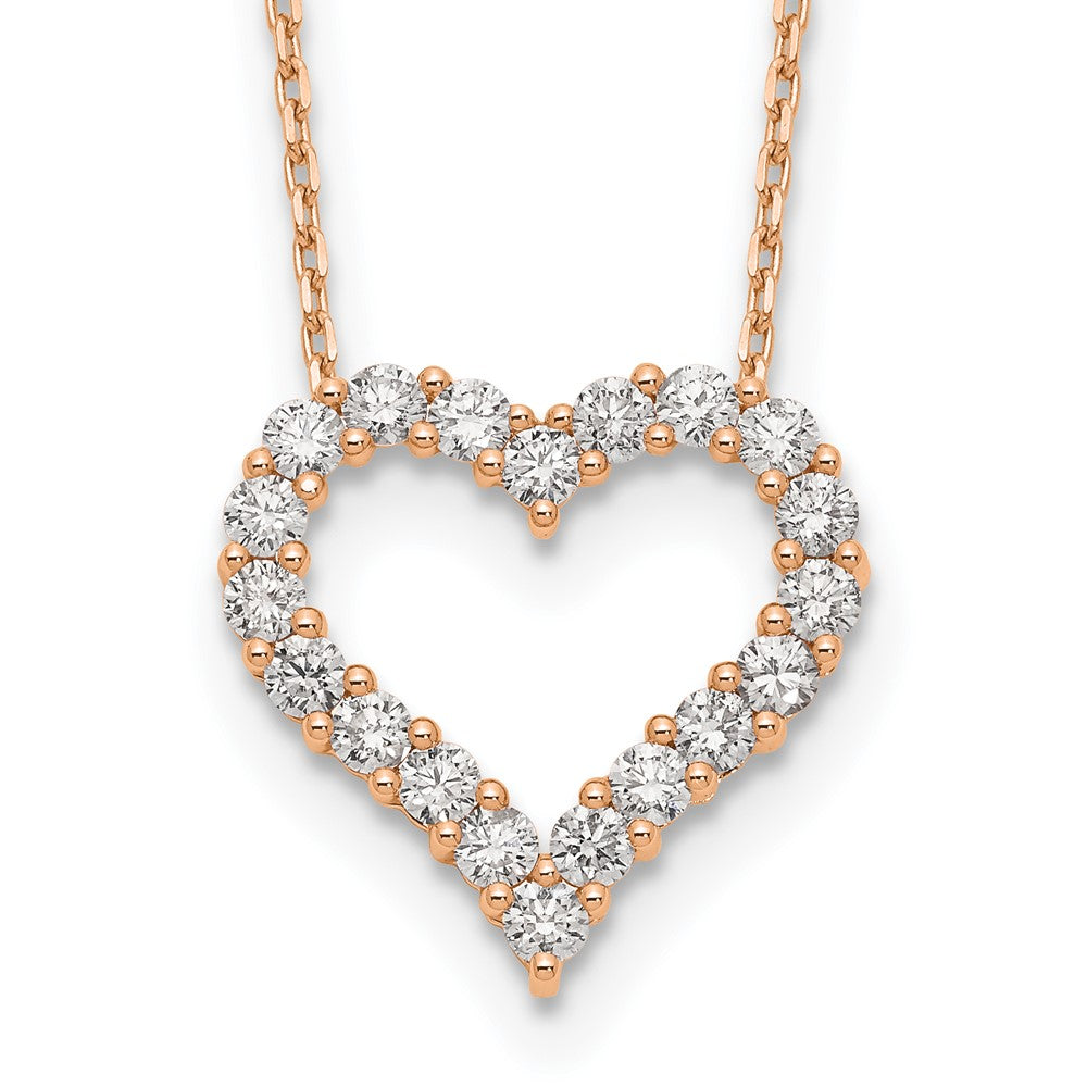 14K Rose Gold True Origin 1 1/2 Carat Lab Grown Diamond Vs Def 18 Inch Open Heart Pendant Necklace