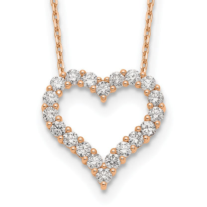 14K Rose Gold True Origin 1 1/2 Carat Lab Grown Diamond Vs Def 18 Inch Open Heart Pendant Necklace