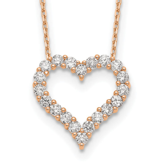 14K Rose Gold True Origin 1 1/2 Carat Lab Grown Diamond Vs Def 18 Inch Open Heart Pendant Necklace