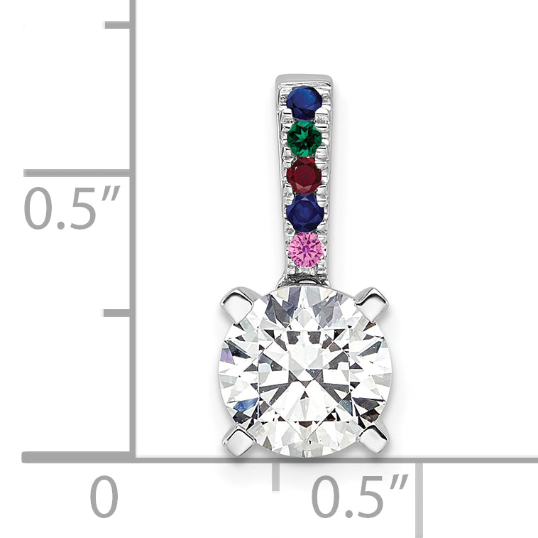 14K White Gold Lab Grown VS/SI+ G+ Diamond and Multi Gemstone Pendan