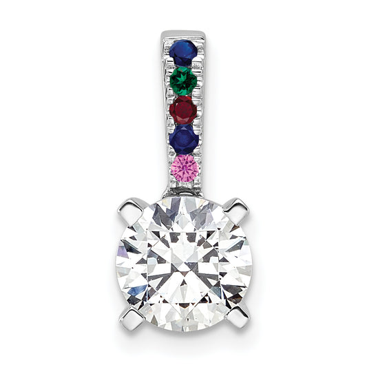 14K White Gold Lab Grown VS/SI+ G+ Diamond and Multi Gemstone Pendan
