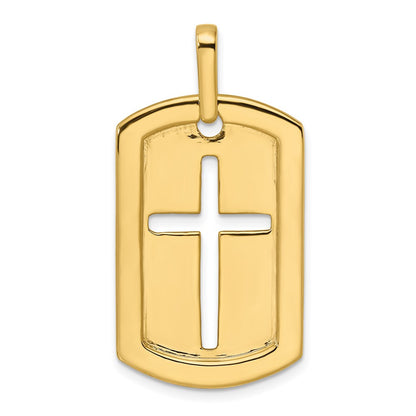 14K Yellow Gold True Origin Men'S 3/4 Carat Lab Grown Diamond Vs D E F Cross Dog Tag Pendant