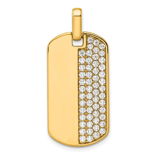 14K Yellow Gold True Origin Men'S 1 Carat Lab Grown Diamond Vs D E F Dog Tag Pendant