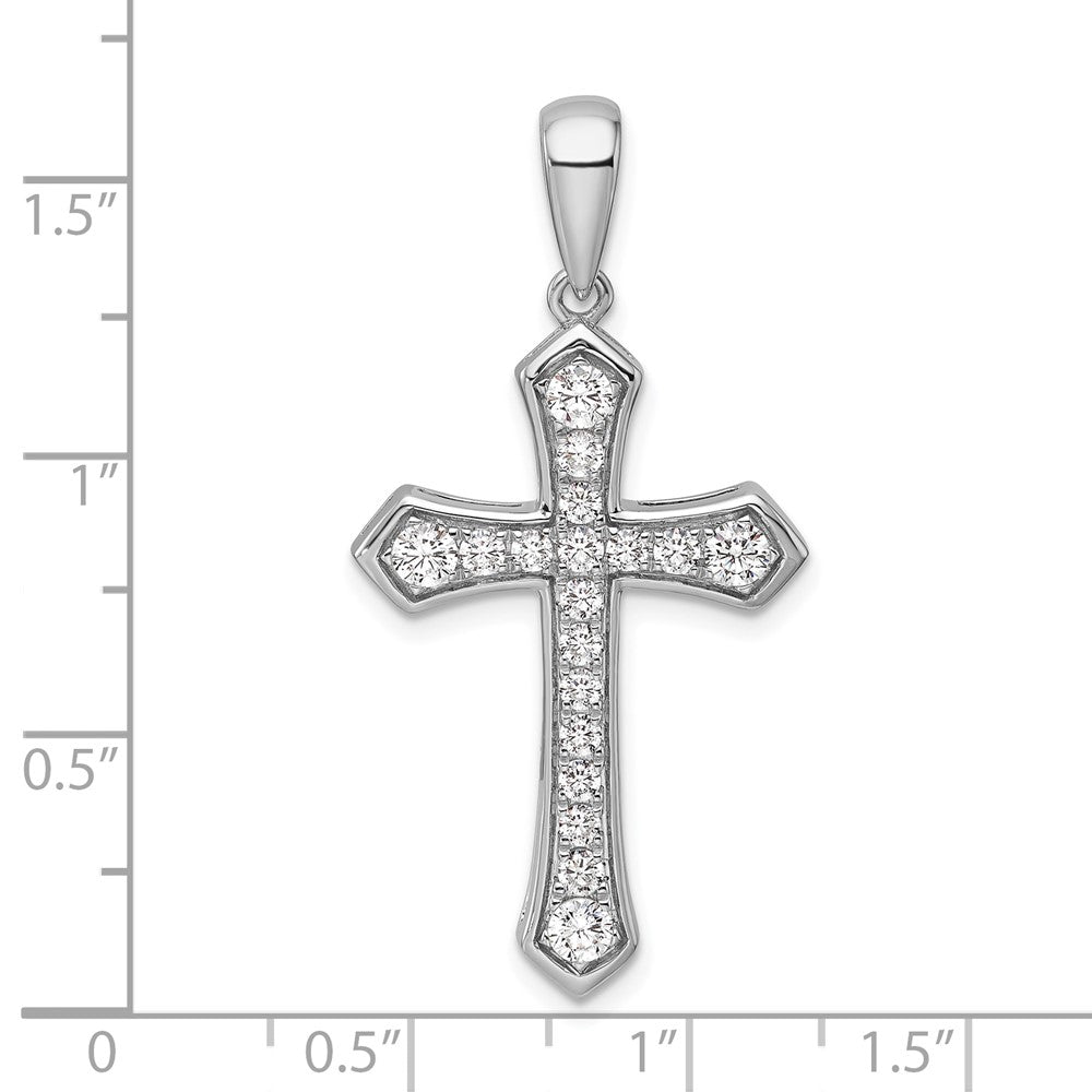 14K White Gold True Origin 3/4 Carat Lab Grown Diamond Vs D E F Cross Pendant