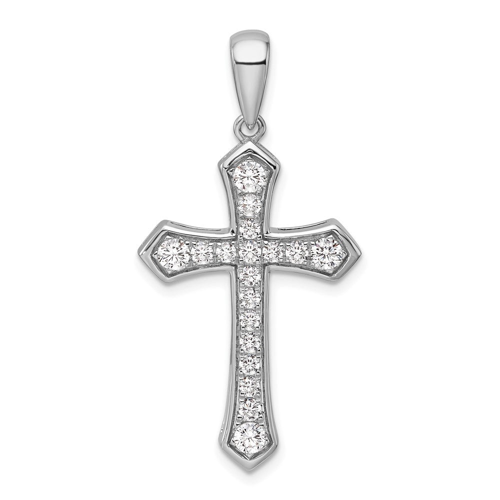 14K White Gold True Origin 3/4 Carat Lab Grown Diamond Vs D E F Cross Pendant