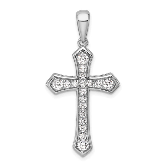 14K White Gold True Origin 3/4 Carat Lab Grown Diamond Vs D E F Cross Pendant