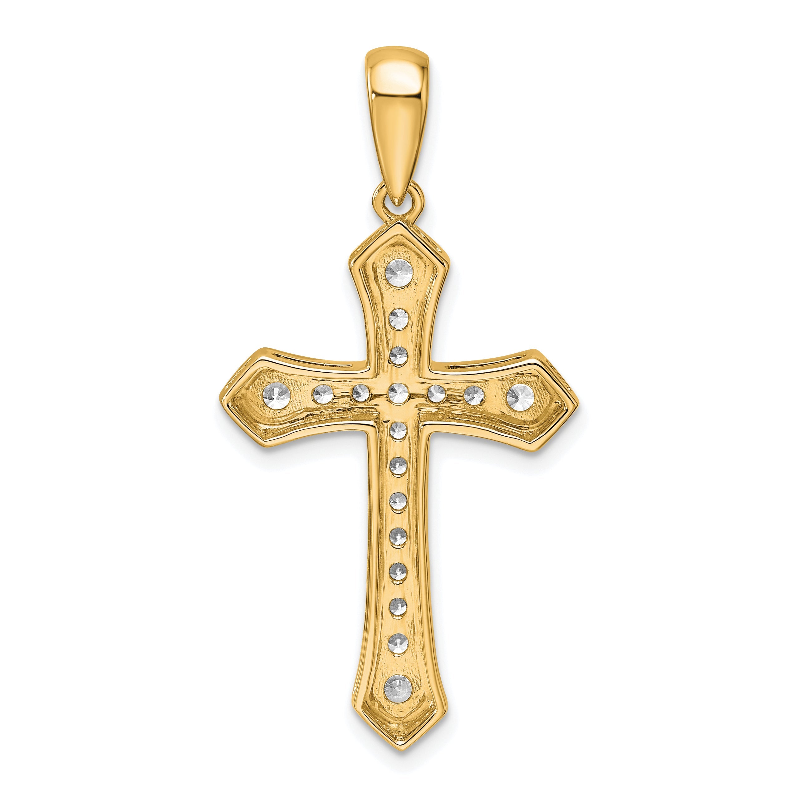 14K Yellow Gold True Origin 3/4 Carat Lab Grown Diamond Vs D E F Cross Pendant