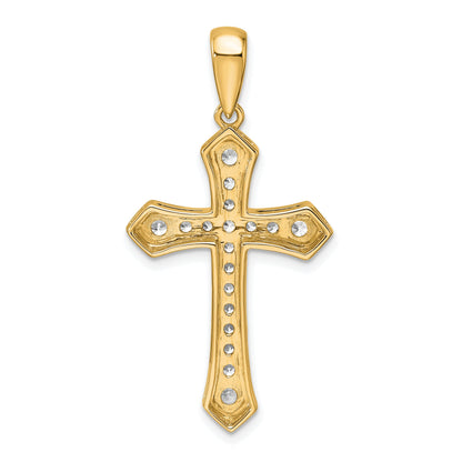 14K Yellow Gold True Origin 3/4 Carat Lab Grown Diamond Vs D E F Cross Pendant