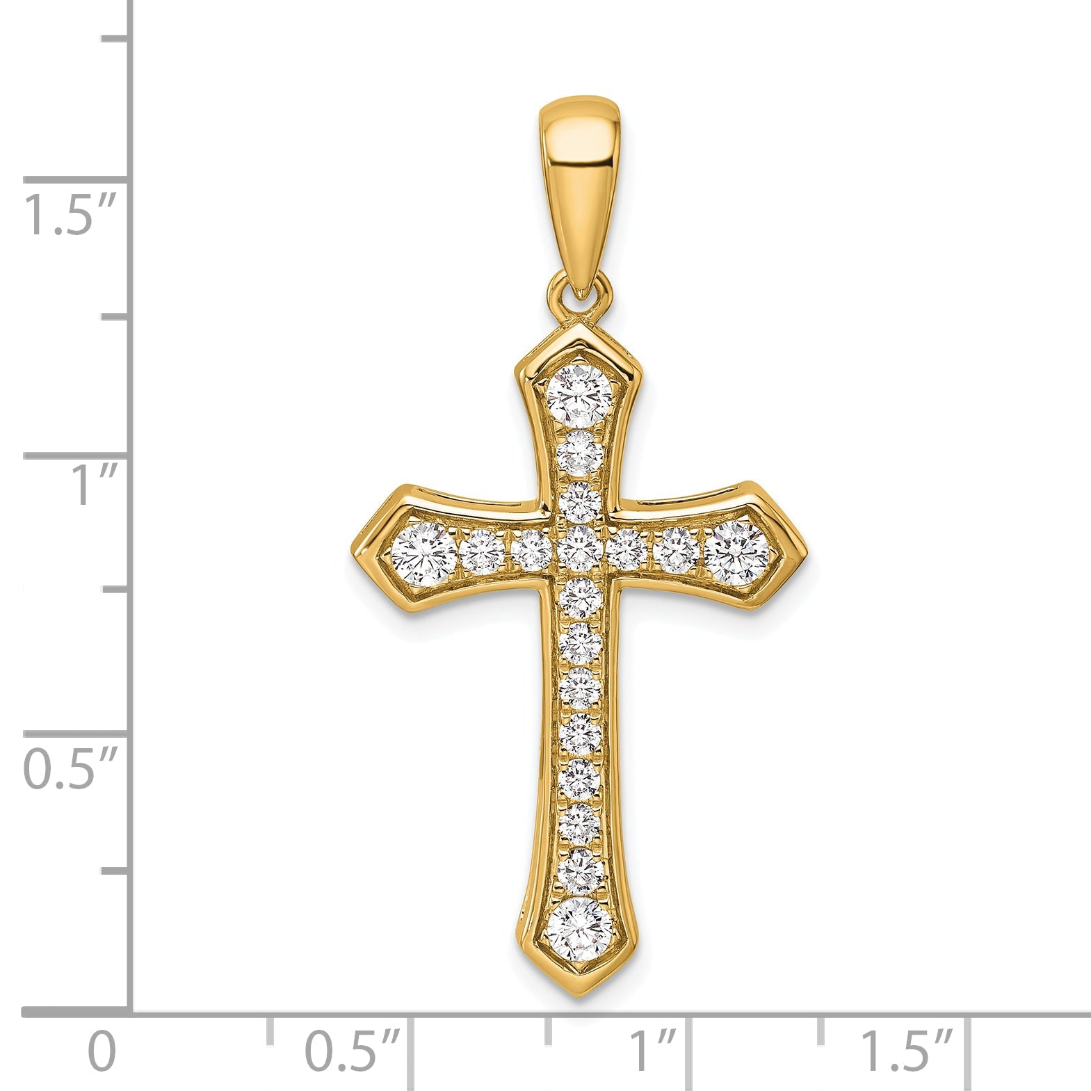 14K Yellow Gold True Origin 3/4 Carat Lab Grown Diamond Vs D E F Cross Pendant