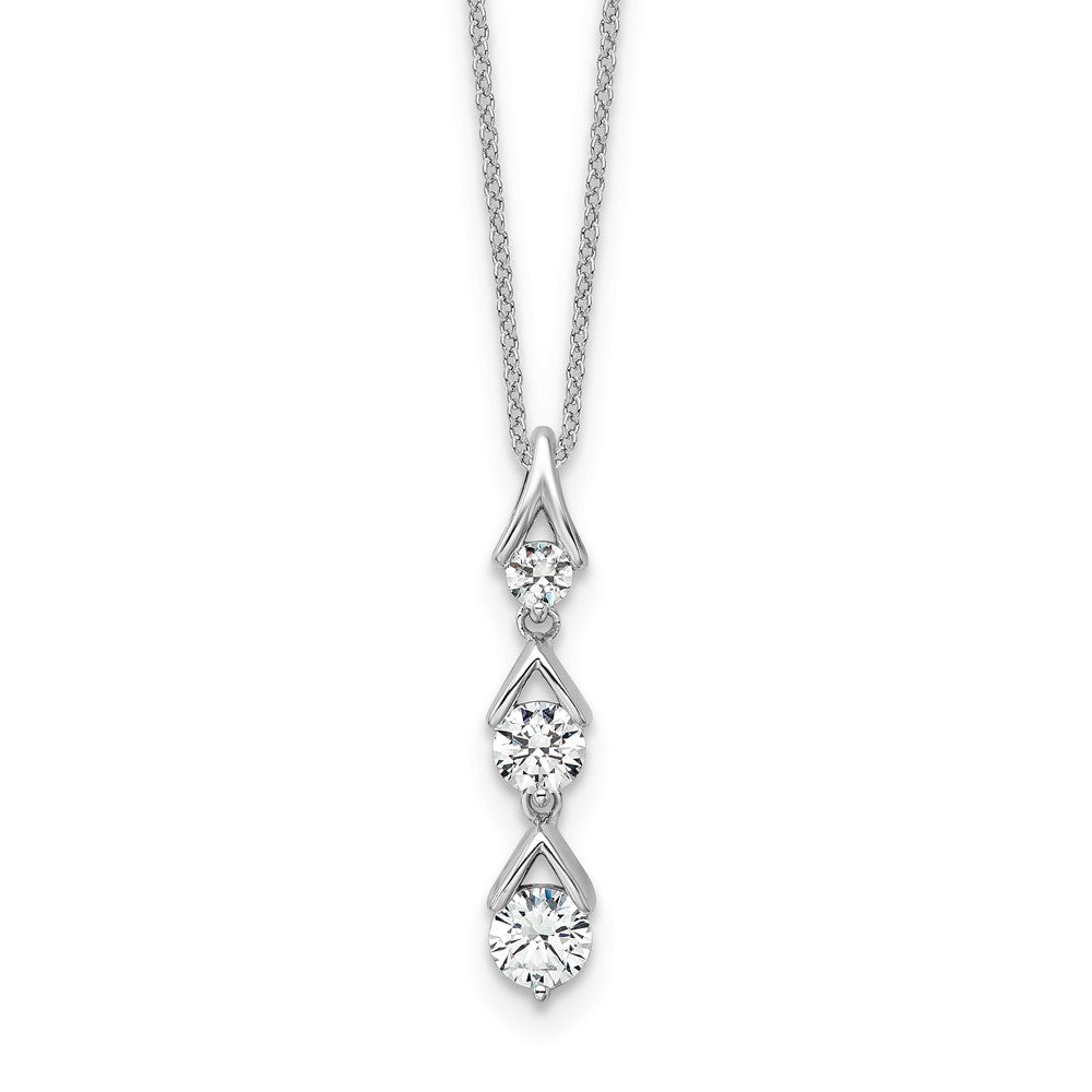 14K White Gold True Origin 1 Carat Lab Grown Diamond Vs Def 18 Inch Three Stone Pendant Necklace