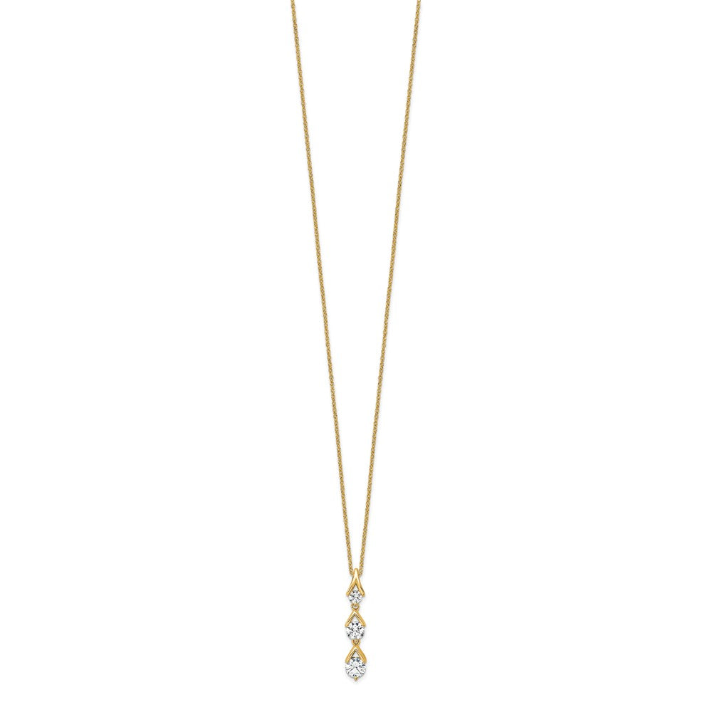 14K Yellow Gold True Origin 1 Carat Lab Grown Diamond Vs Def 18 Inch Three Stone Pendant Necklace