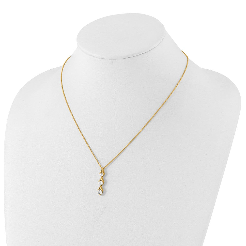 14K Yellow Gold True Origin 1 Carat Lab Grown Diamond Vs Def 18 Inch Three Stone Pendant Necklace