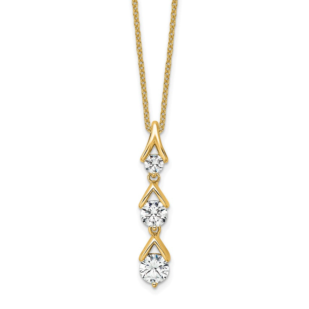 14K Yellow Gold True Origin 1 Carat Lab Grown Diamond Vs Def 18 Inch Three Stone Pendant Necklace