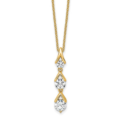 14K Yellow Gold True Origin 1 Carat Lab Grown Diamond Vs Def 18 Inch Three Stone Pendant Necklace