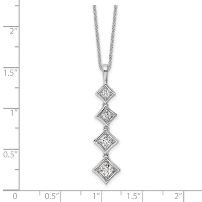 14K White Gold True Origin 3/8 Carat Lab Grown Diamond Vs Def 18 Inch Four Stone Pendant Necklace