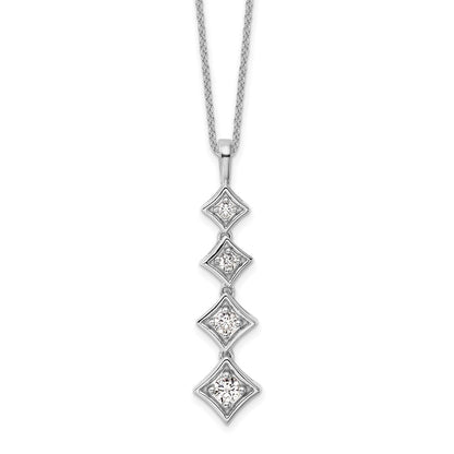 14K White Gold True Origin 3/8 Carat Lab Grown Diamond Vs Def 18 Inch Four Stone Pendant Necklace
