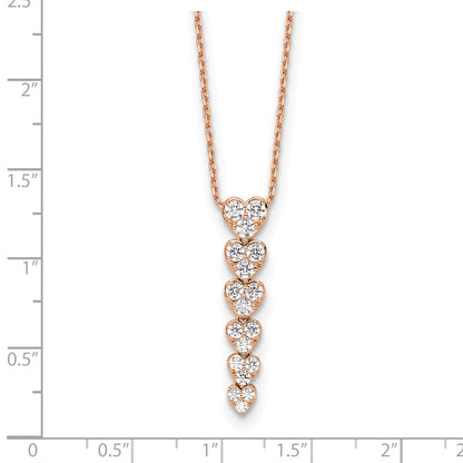 14K Rose Gold True Origin 1 Carat Lab Grown Diamond Vs Def 18 Inch Hearts Pendant Necklace