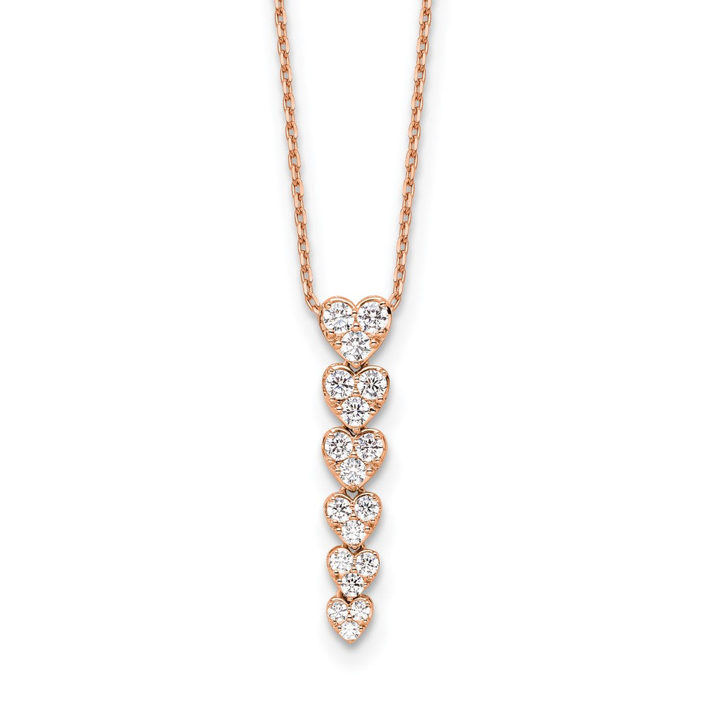14K Rose Gold True Origin 1 Carat Lab Grown Diamond Vs Def 18 Inch Hearts Pendant Necklace