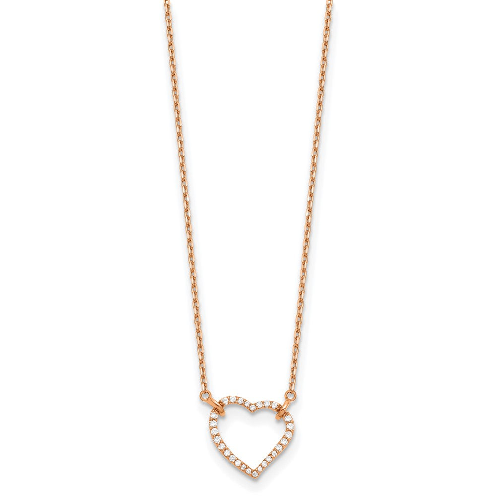 14K Rose Gold True Origin 1/5 Carat Lab Grown Diamond Vs Def 18 Inch Hearts Pendant Necklace