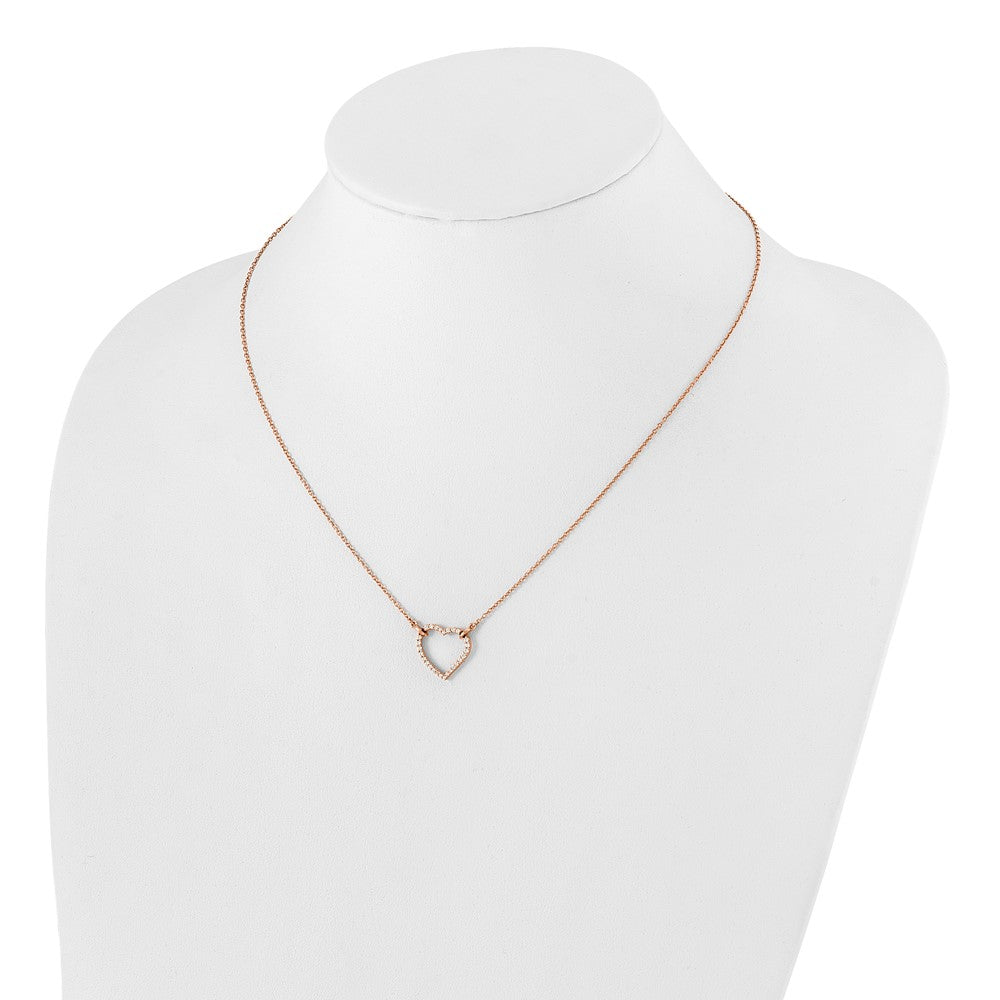 14K Rose Gold True Origin 1/5 Carat Lab Grown Diamond Vs Def 18 Inch Hearts Pendant Necklace