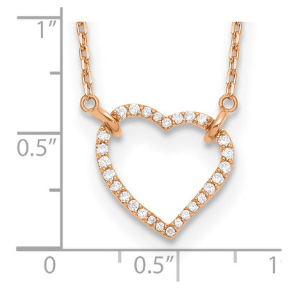 14K Rose Gold True Origin 1/5 Carat Lab Grown Diamond Vs Def 18 Inch Hearts Pendant Necklace