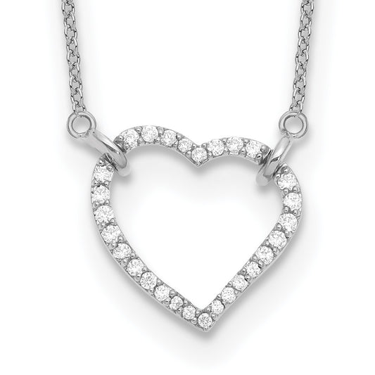 14K White Gold True Origin 1/5 Carat Lab Grown Diamond Vs Def 18 Inch Hearts Pendant Necklace